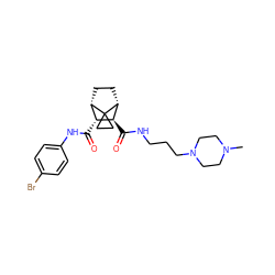 CN1CCN(CCCNC(=O)[C@H]2[C@H](C(=O)Nc3ccc(Br)cc3)[C@@H]3CC[C@H]2C32CC2)CC1 ZINC000168514435