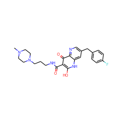 CN1CCN(CCCNC(=O)c2c(O)[nH]c3cc(Cc4ccc(F)cc4)cnc3c2=O)CC1 ZINC000095596033