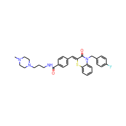 CN1CCN(CCCNC(=O)c2ccc(/C=C3\Sc4ccccc4N(Cc4ccc(F)cc4)C3=O)cc2)CC1 ZINC000022952264