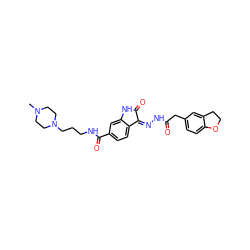 CN1CCN(CCCNC(=O)c2ccc3c(c2)NC(=O)/C3=N\NC(=O)Cc2ccc3c(c2)CCO3)CC1 ZINC000072180499