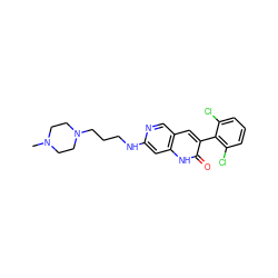 CN1CCN(CCCNc2cc3[nH]c(=O)c(-c4c(Cl)cccc4Cl)cc3cn2)CC1 ZINC000021289485