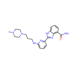 CN1CCN(CCCNc2cccc(-c3nc4c(C(N)=O)cccc4[nH]3)n2)CC1 ZINC000063298359