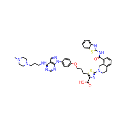 CN1CCN(CCCNc2ncnc3c2cnn3-c2ccc(OCCCc3sc(N4CCc5cccc(C(=O)Nc6nc7ccccc7s6)c5C4)nc3C(=O)O)cc2)CC1 ZINC000163814327