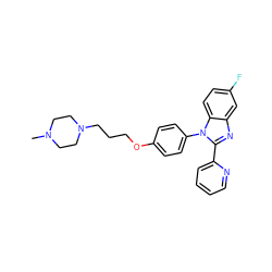 CN1CCN(CCCOc2ccc(-n3c(-c4ccccn4)nc4cc(F)ccc43)cc2)CC1 ZINC000040975689