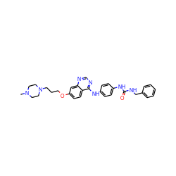 CN1CCN(CCCOc2ccc3c(Nc4ccc(NC(=O)NCc5ccccc5)cc4)ncnc3c2)CC1 ZINC000198322649