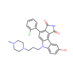 CN1CCN(CCCn2c3ccc(O)cc3c3c4c(c(-c5ccccc5Cl)cc32)C(=O)NC4=O)CC1 ZINC000040835184