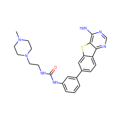 CN1CCN(CCNC(=O)Nc2cccc(-c3ccc4c(c3)sc3c(N)ncnc34)c2)CC1 ZINC000205460262