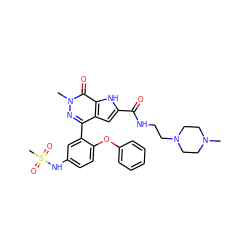 CN1CCN(CCNC(=O)c2cc3c(-c4cc(NS(C)(=O)=O)ccc4Oc4ccccc4)nn(C)c(=O)c3[nH]2)CC1 ZINC000146707026