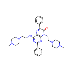 CN1CCN(CCNc2nc(-c3ccccc3)nc3c2nc(-c2ccccc2)c(=O)n3CCN2CCN(C)CC2)CC1 ZINC000142756399