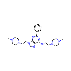 CN1CCN(CCNc2nc(-c3ccccc3)nc3c2ncn3CCN2CCN(C)CC2)CC1 ZINC000208021216