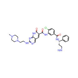 CN1CCN(CCNc2ncc3cc(C(=O)Nc4cc(C(=O)N[C@@H](CCN)c5ccccc5)ccc4Cl)c(=O)[nH]c3n2)CC1 ZINC000103250255