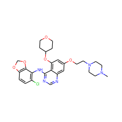 CN1CCN(CCOc2cc(OC3CCOCC3)c3c(Nc4c(Cl)ccc5c4OCO5)ncnc3c2)CC1 ZINC000024811973