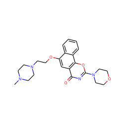 CN1CCN(CCOc2cc3c(=O)nc(N4CCOCC4)oc3c3ccccc23)CC1 ZINC000072176843