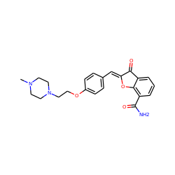 CN1CCN(CCOc2ccc(/C=C3\Oc4c(C(N)=O)cccc4C3=O)cc2)CC1 ZINC000169348812