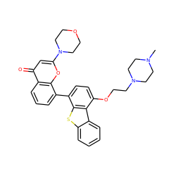 CN1CCN(CCOc2ccc(-c3cccc4c(=O)cc(N5CCOCC5)oc34)c3sc4ccccc4c23)CC1 ZINC000101696466