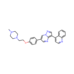 CN1CCN(CCOc2ccc(-c3cnc4c(-c5ccnc6ccccc56)cnn4c3)cc2)CC1 ZINC000040892764