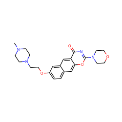 CN1CCN(CCOc2ccc3cc4oc(N5CCOCC5)nc(=O)c4cc3c2)CC1 ZINC000072176214