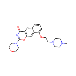 CN1CCN(CCOc2cccc3cc4c(=O)nc(N5CCOCC5)oc4cc23)CC1 ZINC000072175384