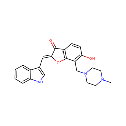 CN1CCN(Cc2c(O)ccc3c2O/C(=C\c2c[nH]c4ccccc24)C3=O)CC1 ZINC000022863596