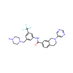 CN1CCN(Cc2cc(NC(=O)c3ccc4c(c3)CN(c3cncnc3)CC4)cc(C(F)(F)F)c2)CC1 ZINC001772626488