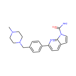 CN1CCN(Cc2ccc(-c3ccc4ccn(C(N)=O)c4n3)cc2)CC1 ZINC000103236257