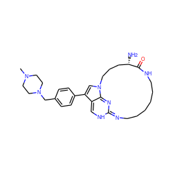 CN1CCN(Cc2ccc(-c3cn4c5c3=CNC(=NCCCCCCNC(=O)[C@@H](N)CCC4)N=5)cc2)CC1 ZINC001772600702