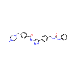 CN1CCN(Cc2ccc(C(=O)Nc3cc(-c4ccc(CNC(=O)Nc5ccccc5)cc4)n[nH]3)cc2)CC1 ZINC000096270654