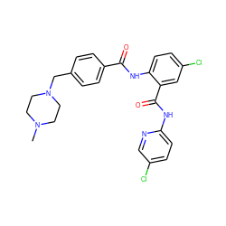 CN1CCN(Cc2ccc(C(=O)Nc3ccc(Cl)cc3C(=O)Nc3ccc(Cl)cn3)cc2)CC1 ZINC000028114721