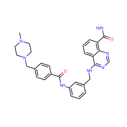 CN1CCN(Cc2ccc(C(=O)Nc3cccc(CNc4ncnc5c(C(N)=O)cccc45)c3)cc2)CC1 ZINC000114347931