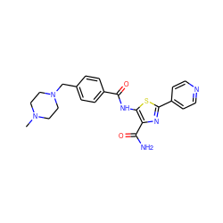 CN1CCN(Cc2ccc(C(=O)Nc3sc(-c4ccncc4)nc3C(N)=O)cc2)CC1 ZINC000149915506