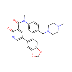 CN1CCN(Cc2ccc(N(C)C(=O)c3cc(-c4ccc5c(c4)OCO5)c[nH]c3=O)cc2)CC1 ZINC000022935303