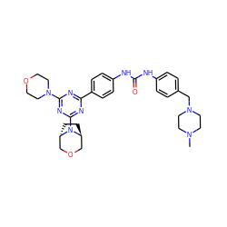 CN1CCN(Cc2ccc(NC(=O)Nc3ccc(-c4nc(N5CCOCC5)nc(N5[C@H]6CC[C@H]5COC6)n4)cc3)cc2)CC1 ZINC000101366766