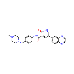 CN1CCN(Cc2ccc(NC(=O)c3cc(-c4ccc5nccnc5c4)c[nH]c3=O)cc2)CC1 ZINC000022935290