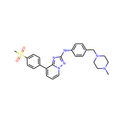 CN1CCN(Cc2ccc(Nc3nc4c(-c5ccc(S(C)(=O)=O)cc5)cccn4n3)cc2)CC1 ZINC000148207076