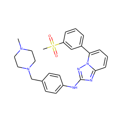 CN1CCN(Cc2ccc(Nc3nc4cccc(-c5cccc(S(C)(=O)=O)c5)n4n3)cc2)CC1 ZINC000096169613