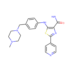 CN1CCN(Cc2ccc(Nc3sc(-c4ccncc4)nc3C(N)=O)cc2)CC1 ZINC000149944930