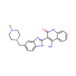 CN1CCN(Cc2ccc3[nH]c(-c4c(N)c5ccccc5[nH]c4=O)nc3c2)CC1 ZINC000040429688