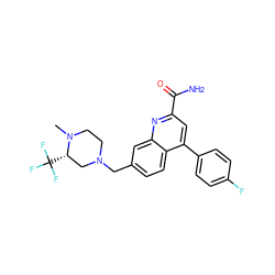 CN1CCN(Cc2ccc3c(-c4ccc(F)cc4)cc(C(N)=O)nc3c2)C[C@@H]1C(F)(F)F ZINC000221609998