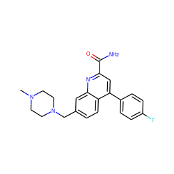 CN1CCN(Cc2ccc3c(-c4ccc(F)cc4)cc(C(N)=O)nc3c2)CC1 ZINC000221610421