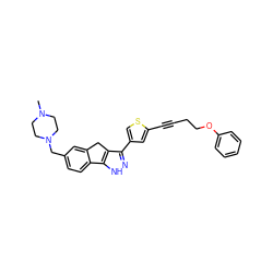 CN1CCN(Cc2ccc3c(c2)Cc2c(-c4csc(C#CCCOc5ccccc5)c4)n[nH]c2-3)CC1 ZINC000028641795