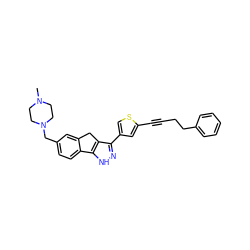 CN1CCN(Cc2ccc3c(c2)Cc2c(-c4csc(C#CCCc5ccccc5)c4)n[nH]c2-3)CC1 ZINC000028642323