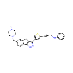 CN1CCN(Cc2ccc3c(c2)Cc2c(-c4csc(C#CCNc5ccccc5)c4)n[nH]c2-3)CC1 ZINC000028642325