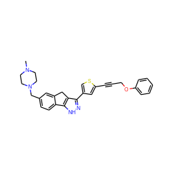 CN1CCN(Cc2ccc3c(c2)Cc2c(-c4csc(C#CCOc5ccccc5)c4)n[nH]c2-3)CC1 ZINC000028641225