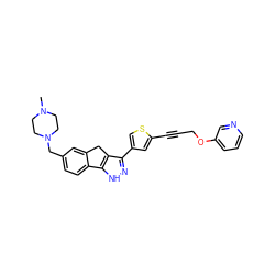 CN1CCN(Cc2ccc3c(c2)Cc2c(-c4csc(C#CCOc5cccnc5)c4)n[nH]c2-3)CC1 ZINC000028642153