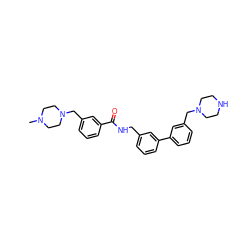 CN1CCN(Cc2cccc(C(=O)NCc3cccc(-c4cccc(CN5CCNCC5)c4)c3)c2)CC1 ZINC000035803355