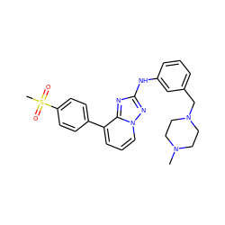 CN1CCN(Cc2cccc(Nc3nc4c(-c5ccc(S(C)(=O)=O)cc5)cccn4n3)c2)CC1 ZINC000084729283