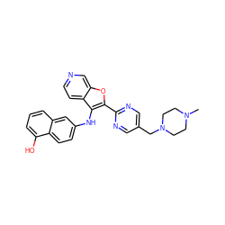 CN1CCN(Cc2cnc(-c3oc4cnccc4c3Nc3ccc4c(O)cccc4c3)nc2)CC1 ZINC000066073613