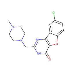 CN1CCN(Cc2nc3c(oc4ccc(Cl)cc43)c(=O)[nH]2)CC1 ZINC000084670012