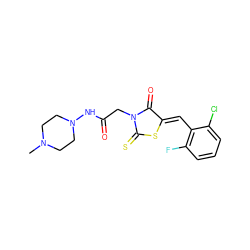 CN1CCN(NC(=O)CN2C(=O)/C(=C/c3c(F)cccc3Cl)SC2=S)CC1 ZINC000198923594