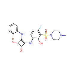 CN1CCN(S(=O)(=O)c2c(F)ccc(Nc3c(Nc4ccccc4Br)c(=O)c3=O)c2O)CC1 ZINC000101100383